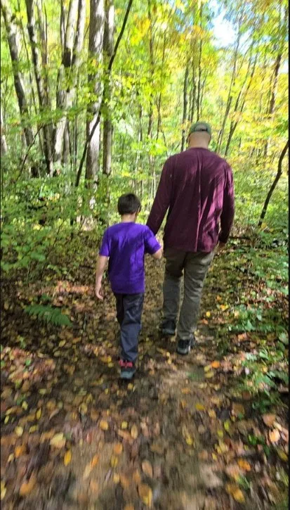 Adam and Cody hiking